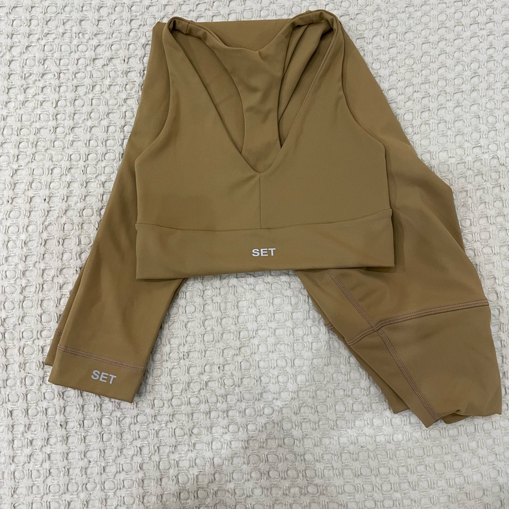 SetActive brown sports bra and leggings set size S